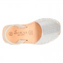 EXTRA SOFT leather Menorquina sandals with rear strap and sequins design.