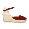 Classic Suede leather wedge sandals espadrille shoes .