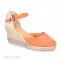 Classic Suede leather wedge sandals espadrille shoes .