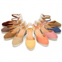 Classic Suede leather wedge sandals espadrille shoes .