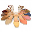 Classic Suede leather wedge sandals espadrille shoes .