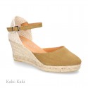 Classic Suede leather wedge sandals espadrille shoes .