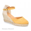 Classic Suede leather wedge sandals espadrille shoes .