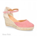 Classic Suede leather wedge sandals espadrille shoes .