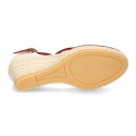 Classic Suede leather wedge sandals espadrille shoes .