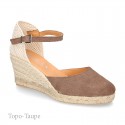 Classic Suede leather wedge sandals espadrille shoes .