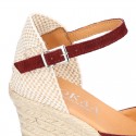 Classic Suede leather wedge sandals espadrille shoes .