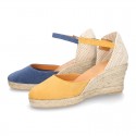 Classic Suede leather wedge sandals espadrille shoes .