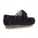 Suede leather Moccasin shoes with VELCRO STRAP closure design.