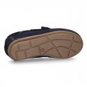 Suede leather Moccasin shoes with VELCRO STRAP closure design.