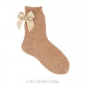 GARTER STITCH SHORT SOCKS WITH BOW BY CONDOR.