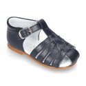 Nappa leather little Sandal shoes with buckle fastening.