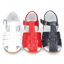 Nappa leather little Sandal shoes with buckle fastening.