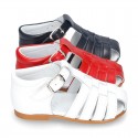 Nappa leather little Sandal shoes with buckle fastening.