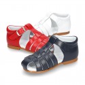 Nappa leather little Sandal shoes with buckle fastening.