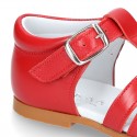 Nappa leather little Sandal shoes with buckle fastening.