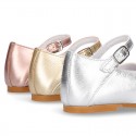 SOFT METAL leather halter Mary Jane shoes with buckle fastening.