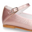 SOFT METAL leather halter Mary Jane shoes with buckle fastening.