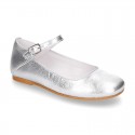 SOFT METAL leather halter Mary Jane shoes with buckle fastening.