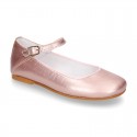 SOFT METAL leather halter Mary Jane shoes with buckle fastening.