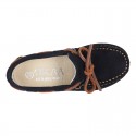 Classic Suede leather Moccasin shoes with Bows in leather color design.