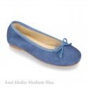 Classic suede leather ballet shoes with adjustable ribbon.