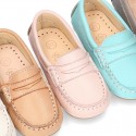 EXTRA SOFT Nappa leather moccasin shoes in pastels colors for little kids.