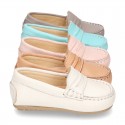 EXTRA SOFT Nappa leather moccasin shoes in pastels colors for little kids.