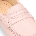 EXTRA SOFT Nappa leather moccasin shoes in pastels colors for little kids.