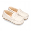 EXTRA SOFT Nappa leather moccasin shoes in pastels colors for little kids.