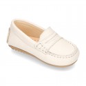 EXTRA SOFT Nappa leather moccasin shoes in pastels colors for little kids.