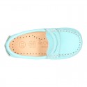 EXTRA SOFT Nappa leather moccasin shoes in pastels colors for little kids.