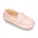 EXTRA SOFT Nappa leather moccasin shoes in pastels colors for little kids.