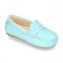 EXTRA SOFT Nappa leather moccasin shoes in pastels colors for little kids.