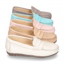 EXTRA SOFT nappa leather moccasin shoes in pastel colors.