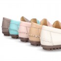 EXTRA SOFT nappa leather moccasin shoes in pastel colors.