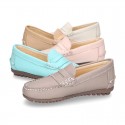 EXTRA SOFT nappa leather moccasin shoes in pastel colors.