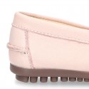 EXTRA SOFT nappa leather moccasin shoes in pastel colors.