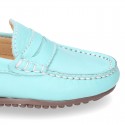 EXTRA SOFT nappa leather moccasin shoes in pastel colors.