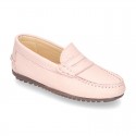 EXTRA SOFT nappa leather moccasin shoes in pastel colors.