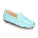 EXTRA SOFT nappa leather moccasin shoes in pastel colors.