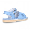 SOFT NAPPA leather Sandal shoes with FLOWER chopped design and flexible soles.