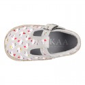 CHICKS print canvas little T-Strap shoes espadrille style for babies.