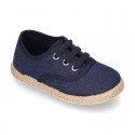 LINEN canvas Bamba type espadrille shoes with ties closure.