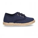 LINEN canvas Bamba type espadrille shoes with ties closure.