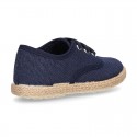 LINEN canvas Bamba type espadrille shoes with ties closure.