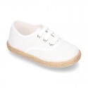 LINEN canvas Bamba type espadrille shoes with ties closure.