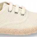 LINEN canvas Bamba type espadrille shoes with ties closure.