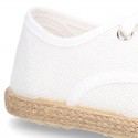 LINEN canvas Bamba type espadrille shoes with ties closure.