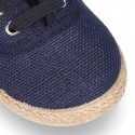 LINEN canvas Bamba type espadrille shoes with ties closure.